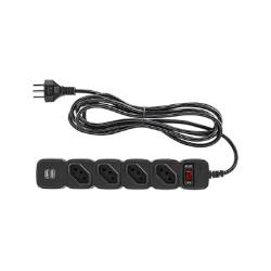 PROTETOR ELETRONICO INTELBRAS C/ 4 TOMADAS E 2 USB - EPE 204 USB PT