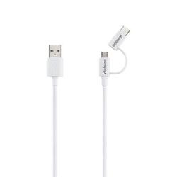 CABO USB MICRO USB + USB-C 1,2M PVC BRANCO - INTELBRAS EUABC 12PB