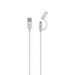 CABO USB - MICRO USB + USB-C 1,5M NYLON BRANCO - INTELBRAS EUABC15NB