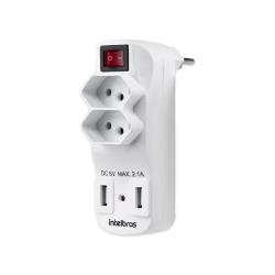 ADAPTADOR DE TOMADA INTELBRAS - 2 TOMADAS E 2 USB- EAC 1002