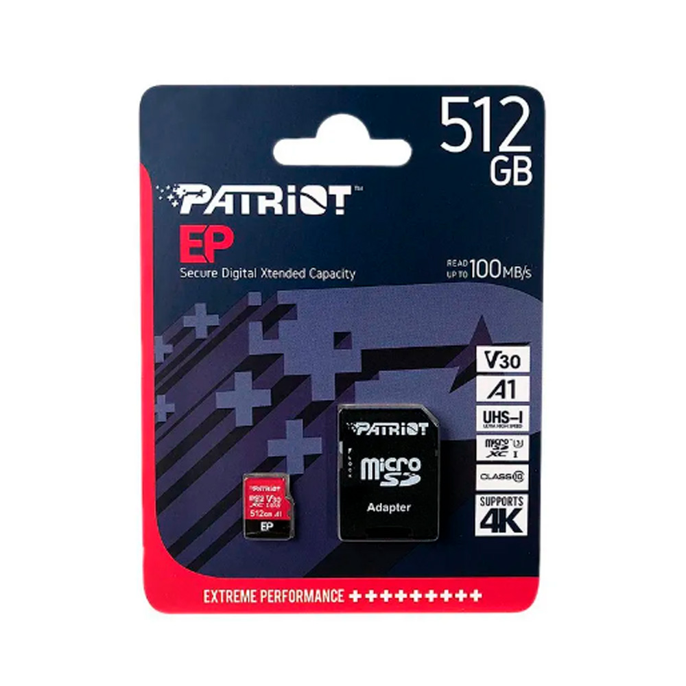 CARTAO 512GB MICRO SDXC CLASSE 10 C/ADAPT SD PATRIOT PEF512GEP31MCX