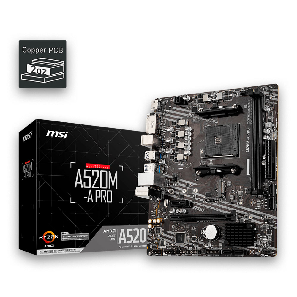 PLACA MÃE MSI A520M-A PRO AMD AM4 911-7C96-031