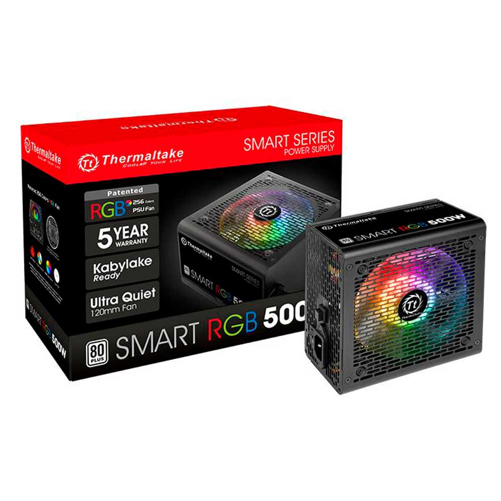 FONTE 500W TT SMART RGB 80+ FAN HUB/SLEEVED CABLE PS-SPR-0500NHFAWB-1#