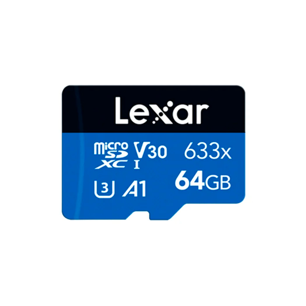 CARTAO DE MEMORIA 64GB 633x MICROSDXC UHS-I BLUE SERIES LEXAR LSDMI64GBBNL633A - ATE 100MB/S