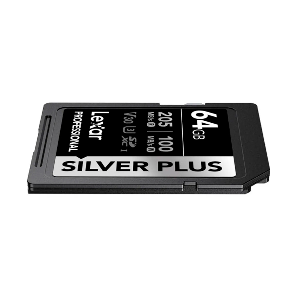 CARTAO DE MEMORIA 64GB PROFESSIONAL SILVER PLUS SDXC UHS-I LEXAR LSDSIPL064G-BNNNU - ATE 205/100MB/S