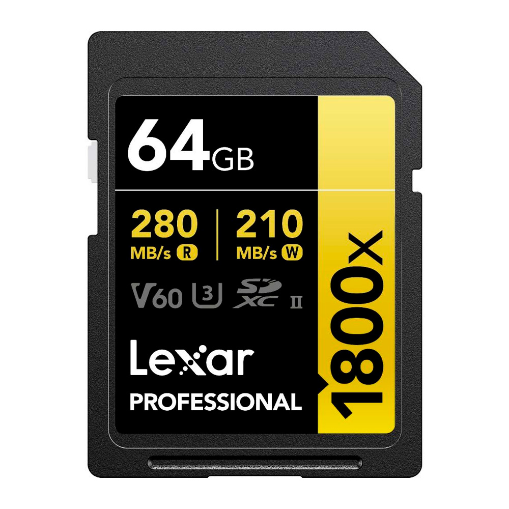 CARTAO DE MEMORIA 64GB PROFESSIONAL 1800X GOLD SERIES SDXC CLASSE 10-U3 V60 UHS-II LEXAR LSD1800064G