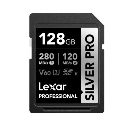 CARTAO DE MEMORIA 128GB PROFESSIONAL SILVER PRO SDXC UHS-II LEXAR LSDSIPR128G-BNNNU - ATE 280/120MB/