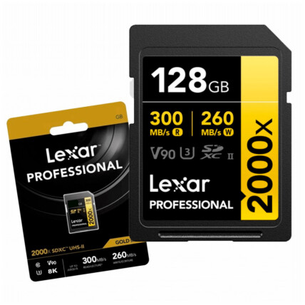 CARTAO DE MEMORIA 128GB PROFESSIONAL 2000X SDXC UHS-II GOLD SERIES LEXAR LSD2000128G-BNNNU - ATE 300