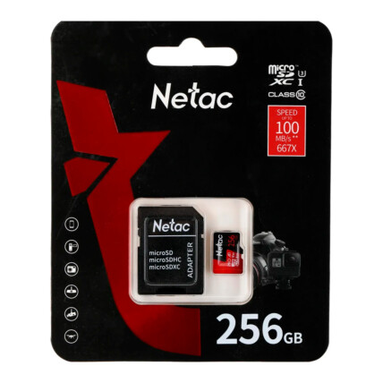 CARTAO DE MEMORIA 256GB P500 EXTREME PRO MICRO SDXC CLASSE U3 C/ ADAPT SD V30 A1 NETAC NT02P500PRO-2