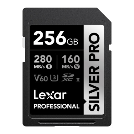 CARTAO DE MEMORIA 256GB PROFESSIONAL SILVER PRO SDXC UHS-II LEXAR LSDSIPR256G-BNNNU - ATE 280/160MB/