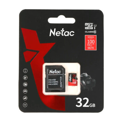 CARTAO DE MEMORIA 32GB P500 EXTREME PRO MICRO SDHC CLASSE U1 C/ ADAPT SD V10 A1 NETAC NT02P500PRO-03