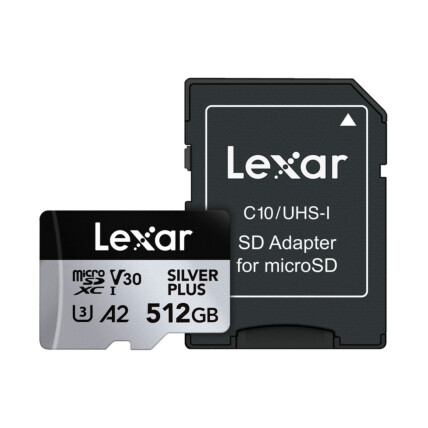 CARTAO DE MEMORIA 512GB PROFESSIONAL SILVER PLUS MICROSDXC UHS-I LEXAR LMSSIPL512G-BNANU - ATE 205/1