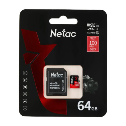 CARTAO DE MEMORIA 64GB P500 EXTREME PRO MICRO SDXC CLASSE U3 C/ ADAPT SD V30 A1 NETAC NT02P500PRO-06