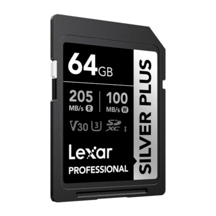 CARTAO DE MEMORIA 64GB PROFESSIONAL SILVER PLUS SDXC CLASSE 10-U3 V30 UHS-I LEXAR LSDSIPL064G-BNNNG