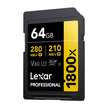 CARTAO DE MEMORIA 64GB PROFESSIONAL 1800X SDXC UHS-II GOLD SERIES LEXAR LSD1800064G-BNNNU - ATE 280/