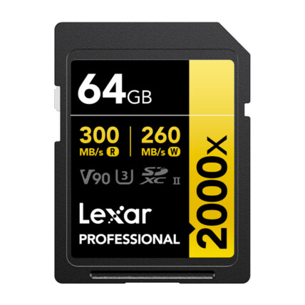 CARTAO DE MEMORIA 64GB PROFESSIONAL 2000X SDXC UHS-II GOLD SERIES LEXAR LSD2000064G-BNNNU - ATE 300/