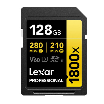 CARTAO DE MEMORIA 128GB PROFESSIONAL 1800X GOLD SERIES SDXC CLASSE 10-U3 V60 UHS-II LEXAR LSD1800128