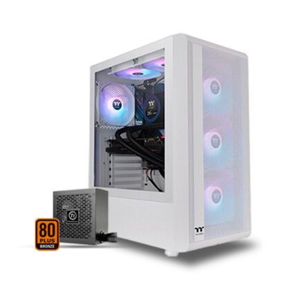 Gabinete Thermaltake S200 TG ARGB Snow Mid Tower com Fonte 650W - CA-3X2-65M6WZ-00