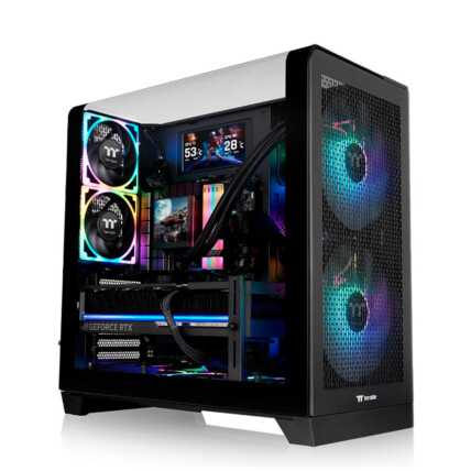 GABINETE TT VIEW 390 AIR MID TOWER BLACK 1* CURVEDTEMPGLASS/2*CT140 ARGB CA-11F-00M1WN-00