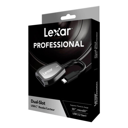 LEITOR DE CARTAO DE MEMORIA LEXAR USB-C 3.2 GEN1 SD E MICROSD DUAL SLOT LRW470U-RNHNU - ATE 312 MB/s