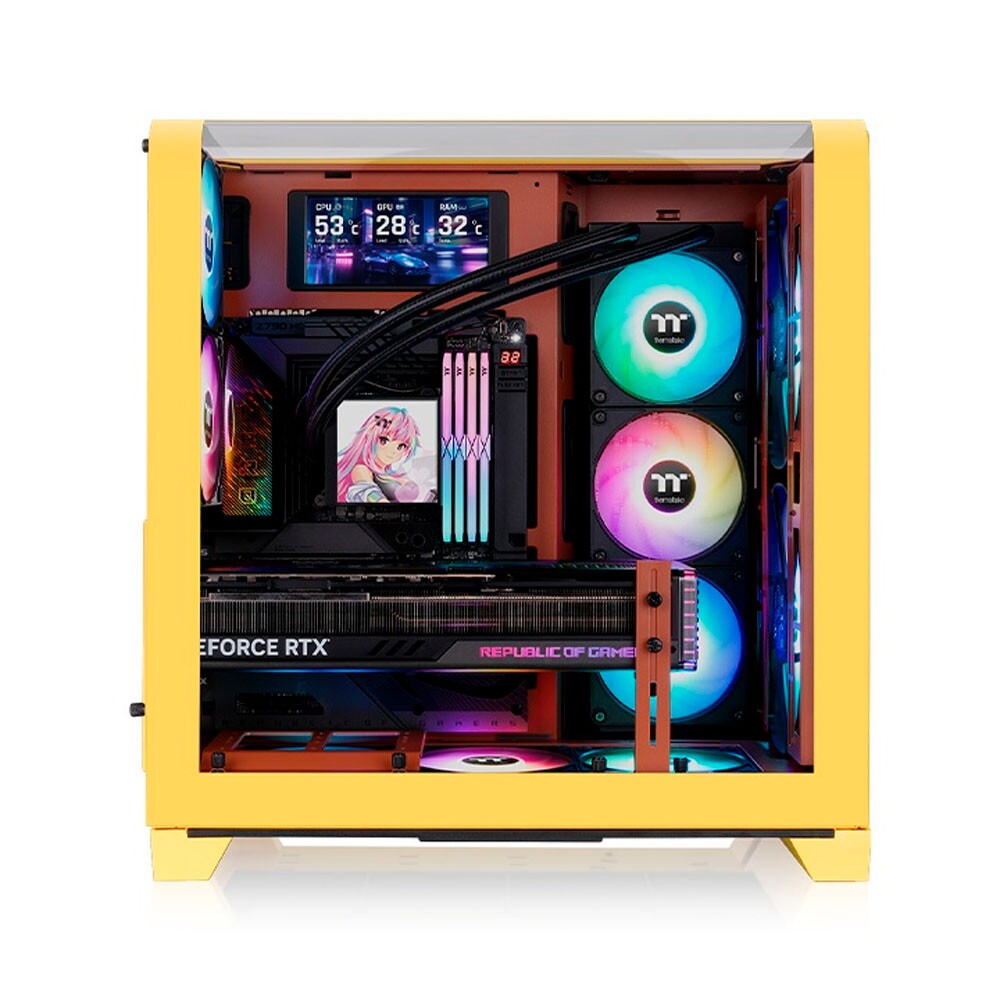 GABINETE TT VIEW 390 AIR MID TOWER CARAMEL BUTTER 1* CURVEDTEMPGLASS/2*CT120 ARGB CA-11F-00MMWN-00